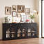 Buffet d'appoint rétro de 68 pouces avec 3 tiroirs et portes cintrées en verre-1072584610