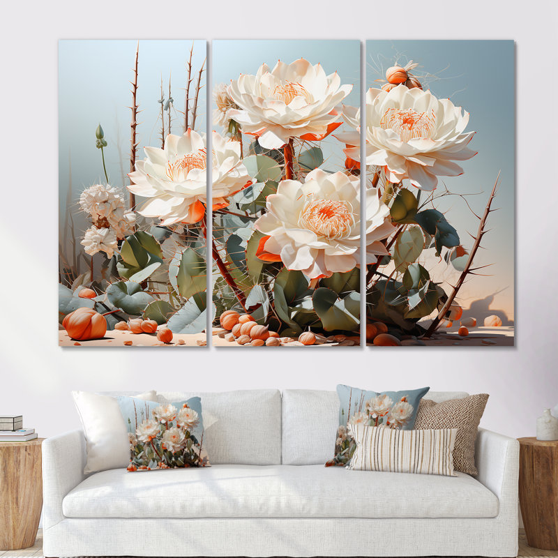 Cactus perle piquante - ensemble d'art mural floral cactus, Toile tendue, H 40 po x l 60 po x P 1 po