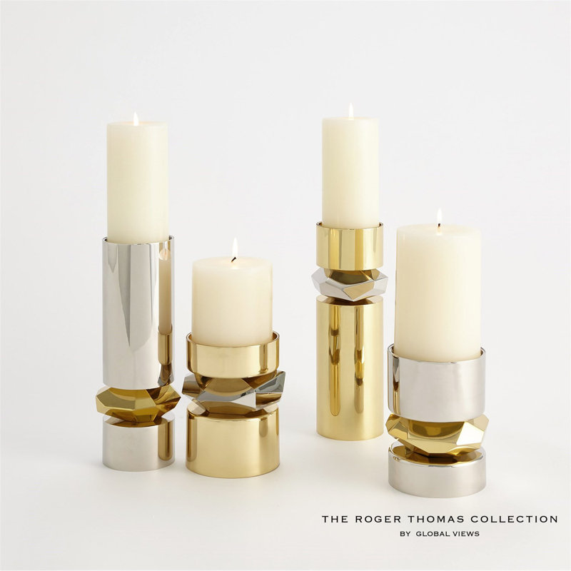 Romano Candle Holder-Tall, Nickel