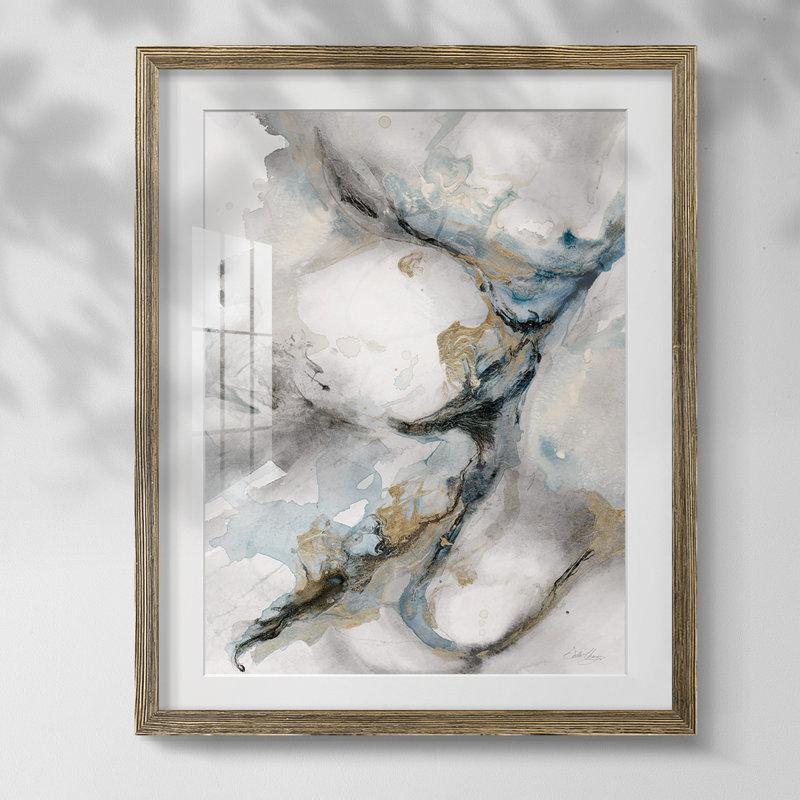Meandering - Single Picture Frame Print, White, Walnut Framed Paper