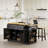 53-Inch Large Kitchen Island With Drop Leaf, Power Outlet, And Internal Storage, Rolling On 5 Wheels With Open Side Racks-383351275