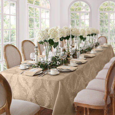 Burchfield Solid Floral Jacquard Damask Polyester Tablecloth