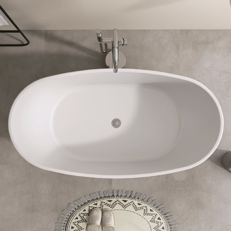 60" Freestanding Soaking Bathtub Acrylic Freestanding Tubs(White Inside, Black Outside)