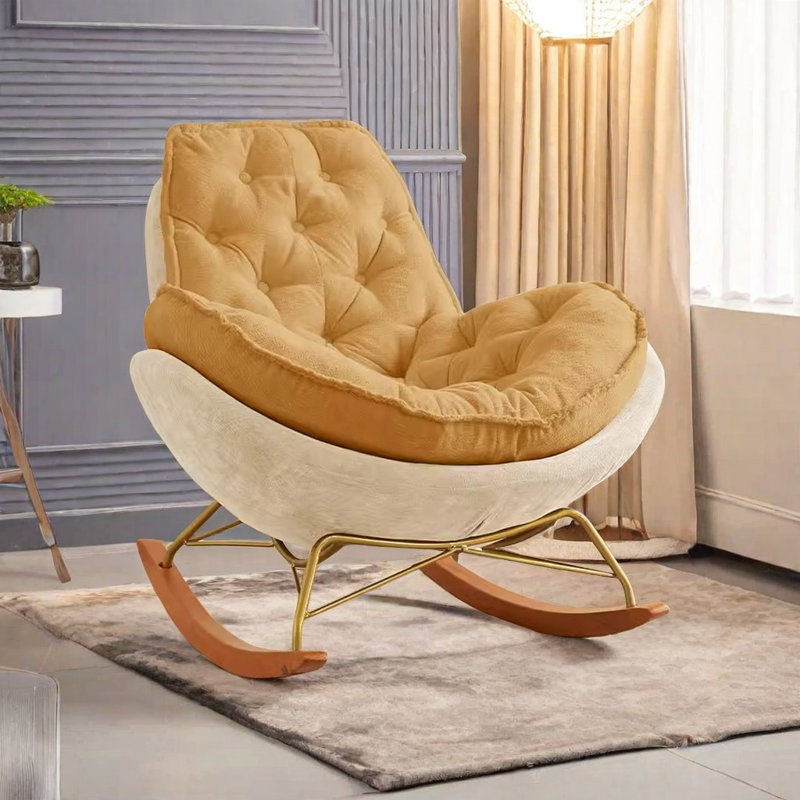 Chaise berçante décontractée de couleur assortie, Jaune, Blanc cassé