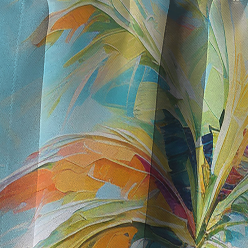 Popart Palm Trees III - Rideau occultant floral palmiers et palmiers - 1 panneau, L 52 po x L 120 po