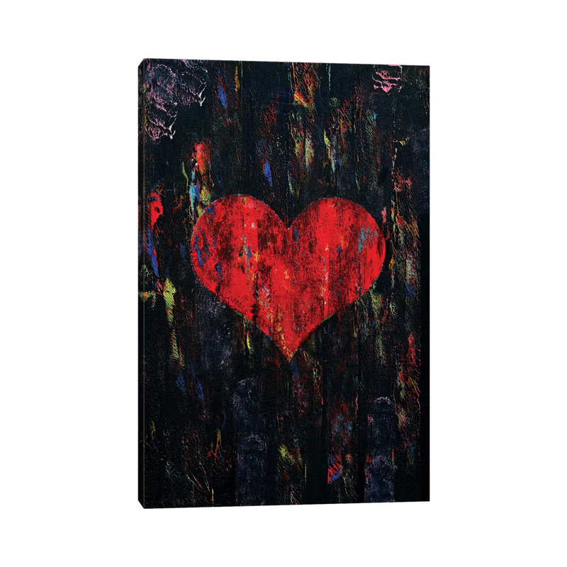 Red Heart 1 Piece Wrapped Canvas Painting, 20.32 cm H x 30.48 cm W