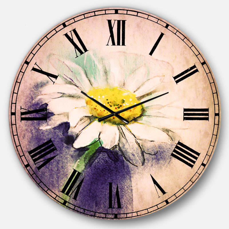 Horloge murale traditionnelle - Gerbera blanche en bleu, Grand