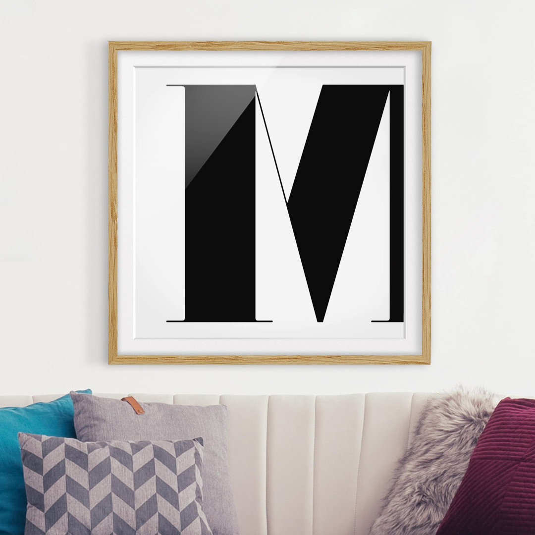 Gerahmter Kunstdruck Roman Type Letter M