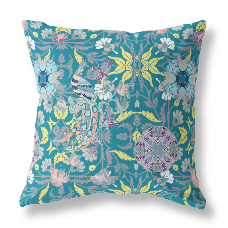 Coussin 20 po x 20 po, Floral jaune / vert