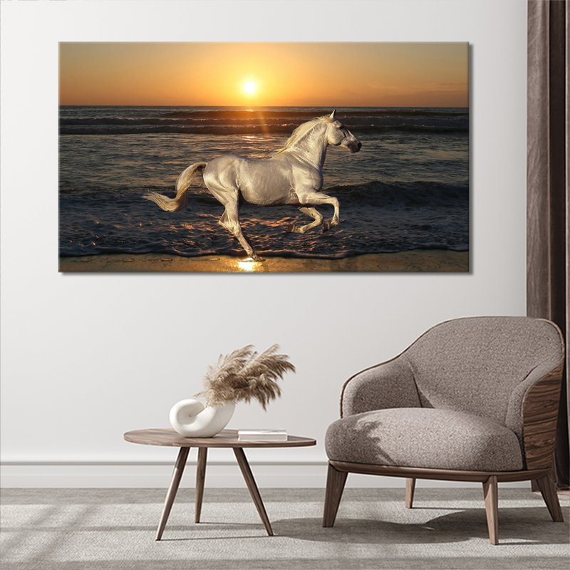 Sunset Horse - Wrapped Canvas Print, 76cm H x 127cm W x 3.2cm D