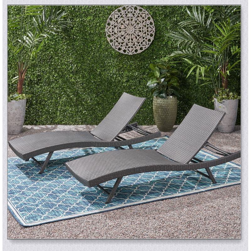 Cissiee Outdoor Armless Lounge Chair, Gray