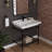 Fireclay Rectangular Console Bathroom Sink with Overflow-119167068-49500074