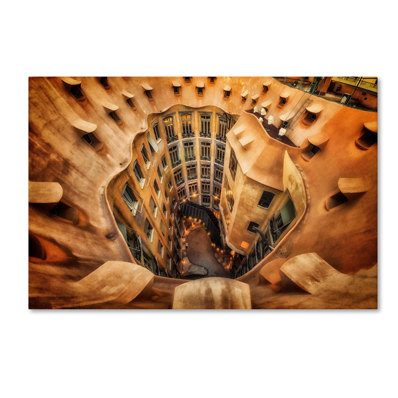 « casa mila, la pedrera, barcelone », reproduction de photo sur toile tendue, H 22 po x l 32 po