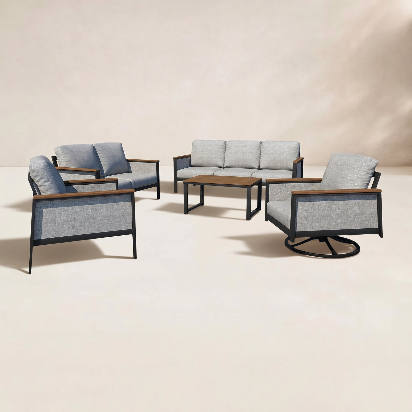 Townsend 7-Person Sunbrella® Patio Seating Group, Canvas Granite