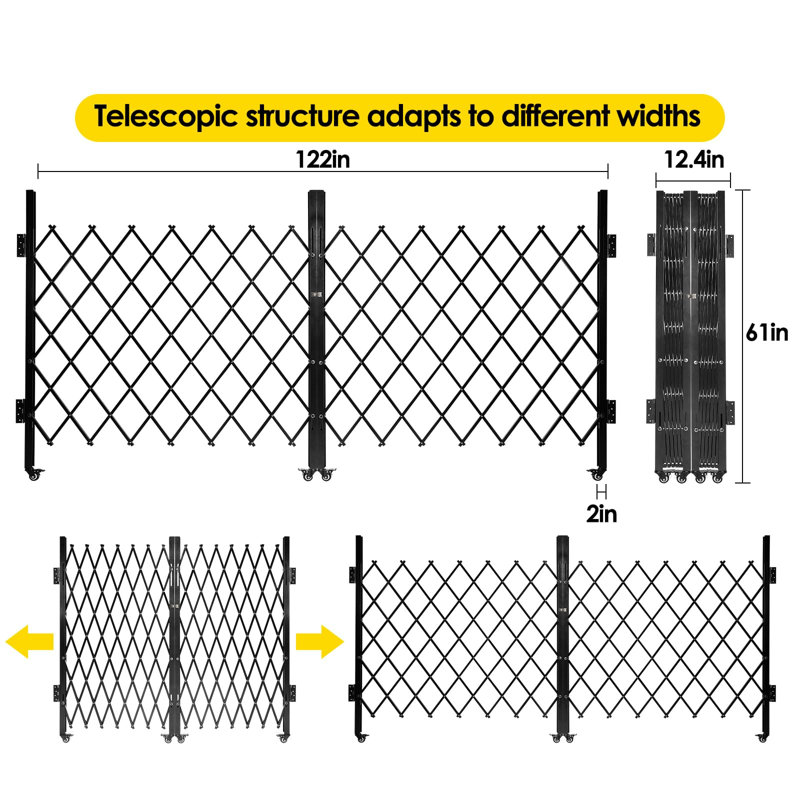 Barrière en métal, H 5,08 pi x l 10,17 pi