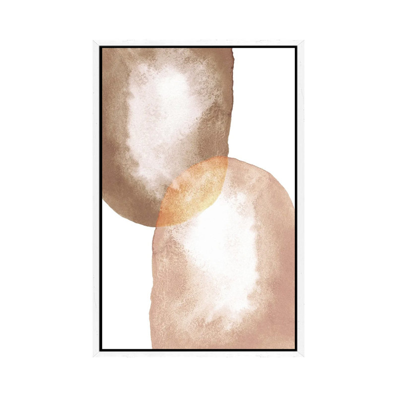 Earth Tone Shapes by Whales Way - Painting on Canvas, 101.6cm H x 66.04cm W x 3.81cm D, White Framed