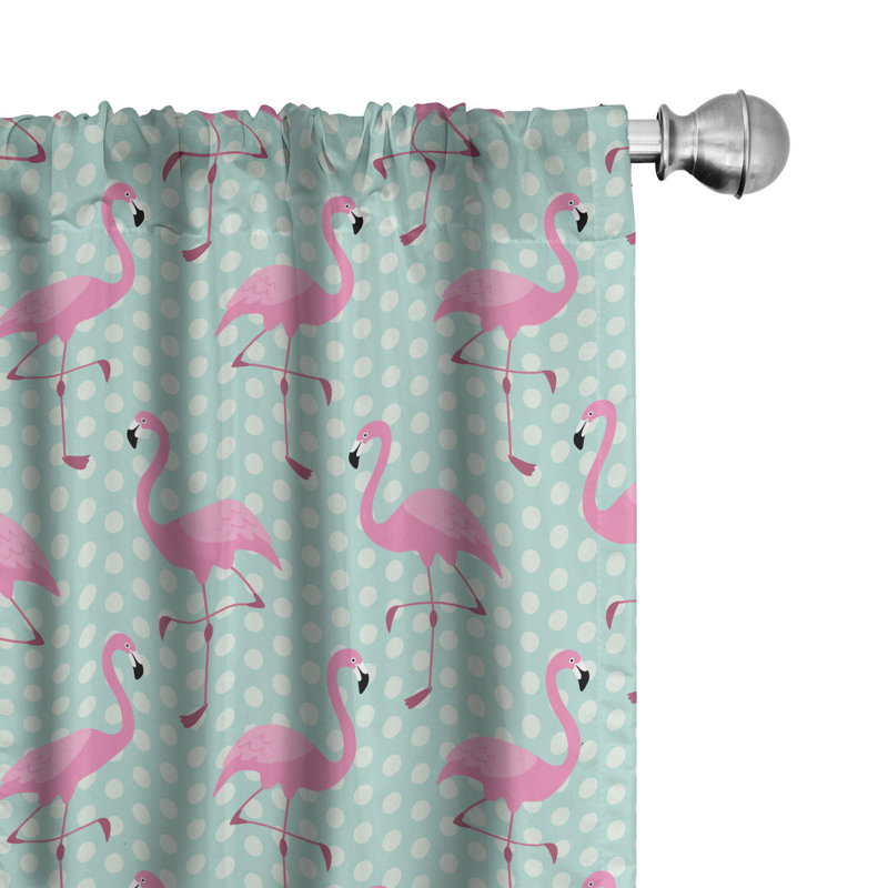 Flamingo Semi-Sheer Rod Pocket Curtain Panels, 28" x 84"
