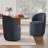 Upholstered Modern Navy Polyester Blend Barrel Swivel Side Dining Chair (Set of 2)-1380230193