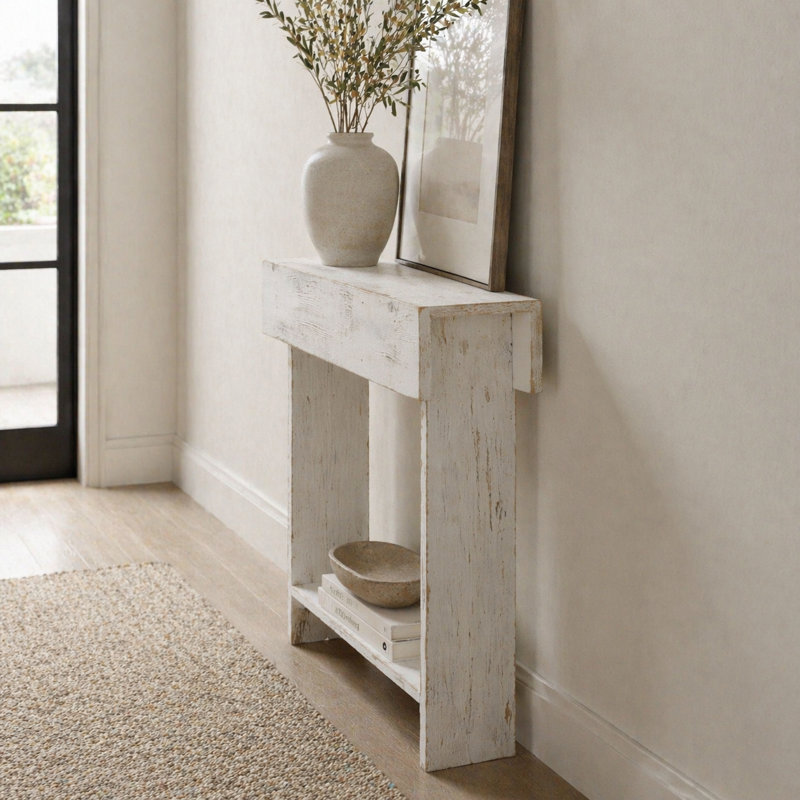 Console en bois massif 26 po Bellamy, Blanc