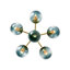 Bubble Blue Glass Sputnik Semi Flush Chandelier in Brass Finish 