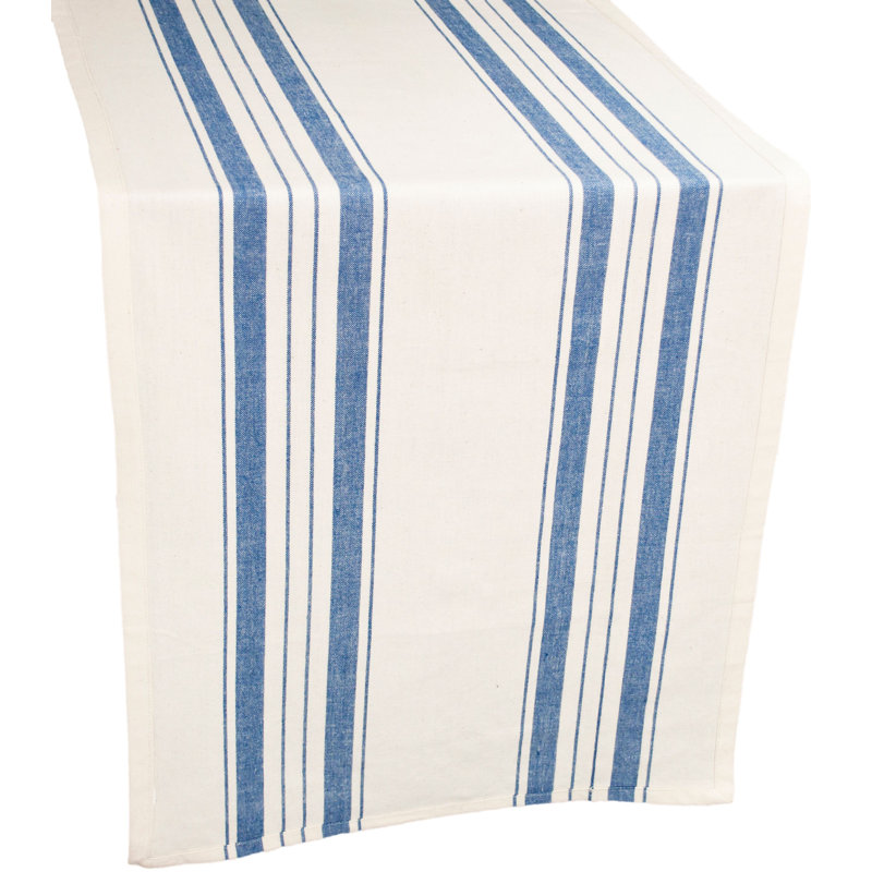 Bleu et beige, 54 po x 17 po, Blanc / Bleu