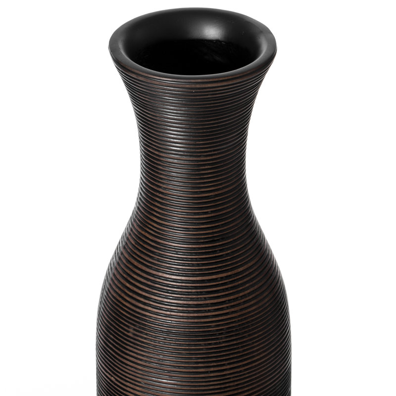 Grand vase de sol décoratif moderne en forme de trompette déchirée, brun, 27,5 pouces, H 27,5 po x l 5 po x P 5 po