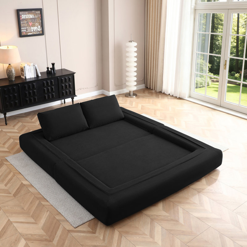 Canapé-lit convertible de 81 po, matelas de lit futon pliable avec coussins 3 en 1, Noir