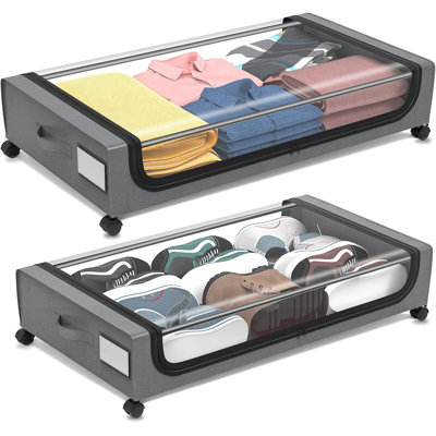 2-pack Under Bed Storage With Wheels & Lids