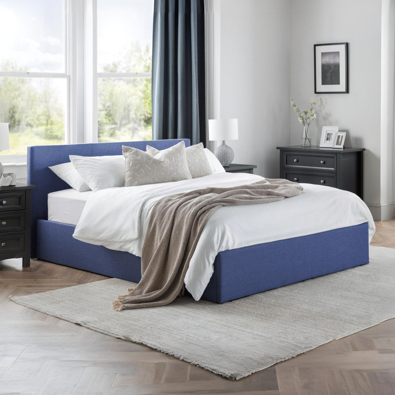 Lilianna Upholstered Bed, Double (4'6), No Mattress, Blue