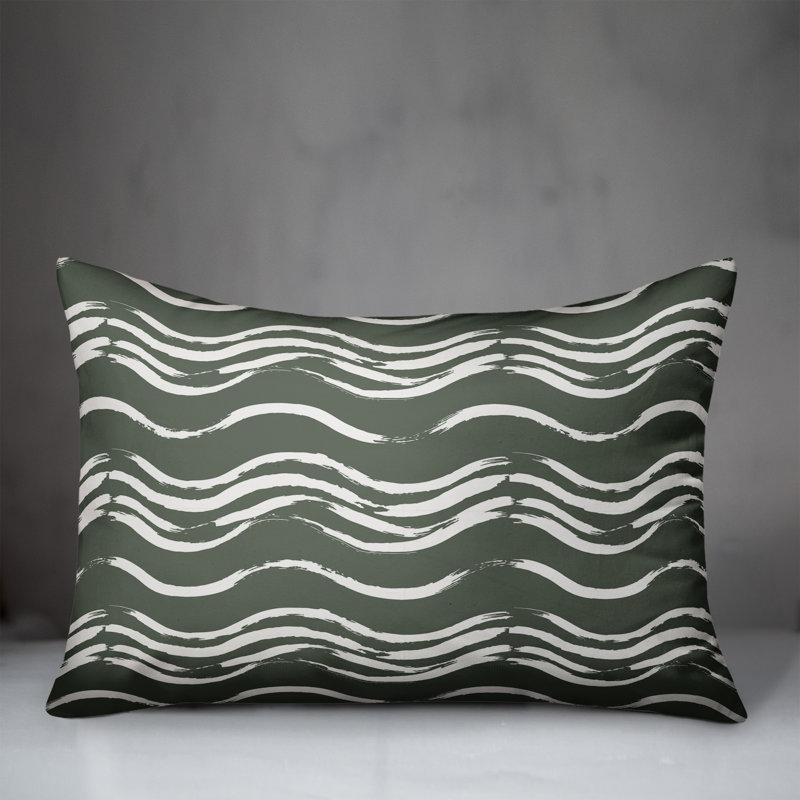 Coussin extérieur Black Waves, H 18 po x l 25 po, Sauge