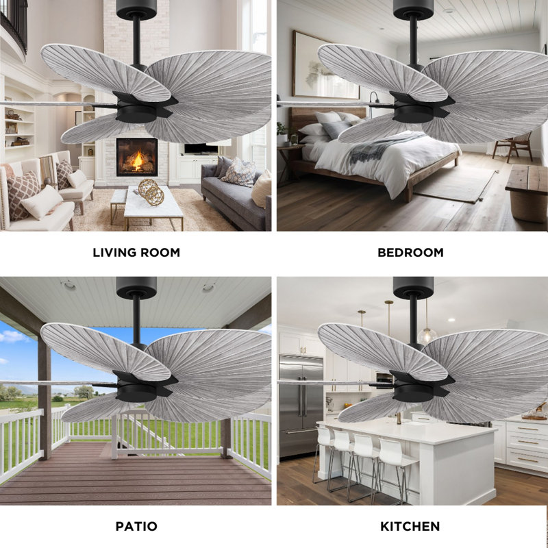 Alessandra Tropical - Five Blade Ceiling Fan - Matte White Finish - Matte White Blades, Barn Wood Tone, Matte Black