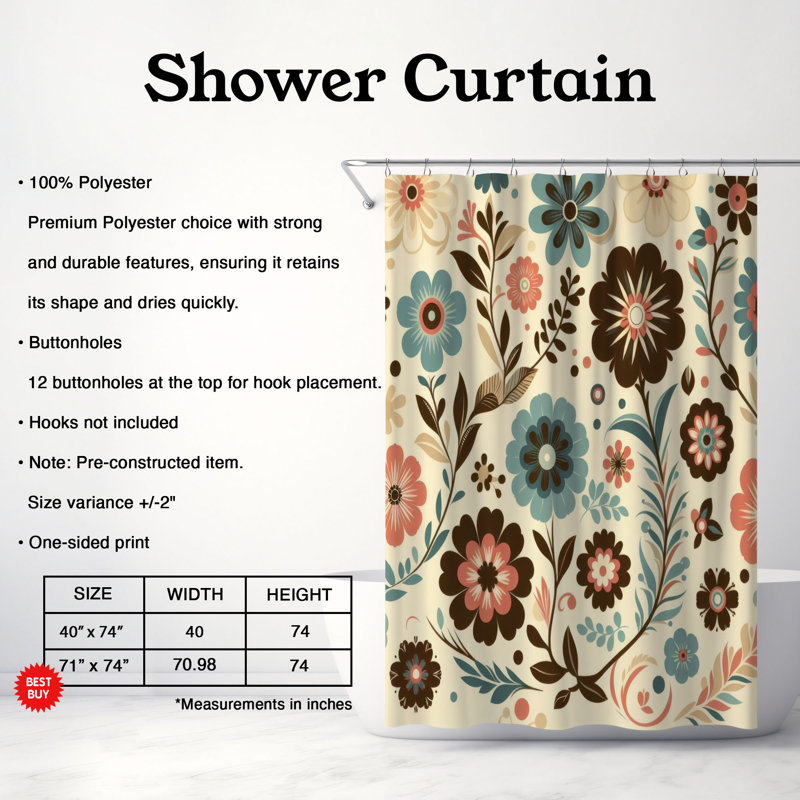 Rideau de douche Boho, H 74 po x l 40 po