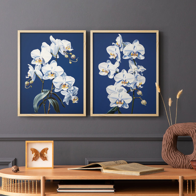 «FLORAL Series CLXVI», reproduction encadrée de qualité supérieure - prête à être accrochée - aucun clou requis - aucun clou requis