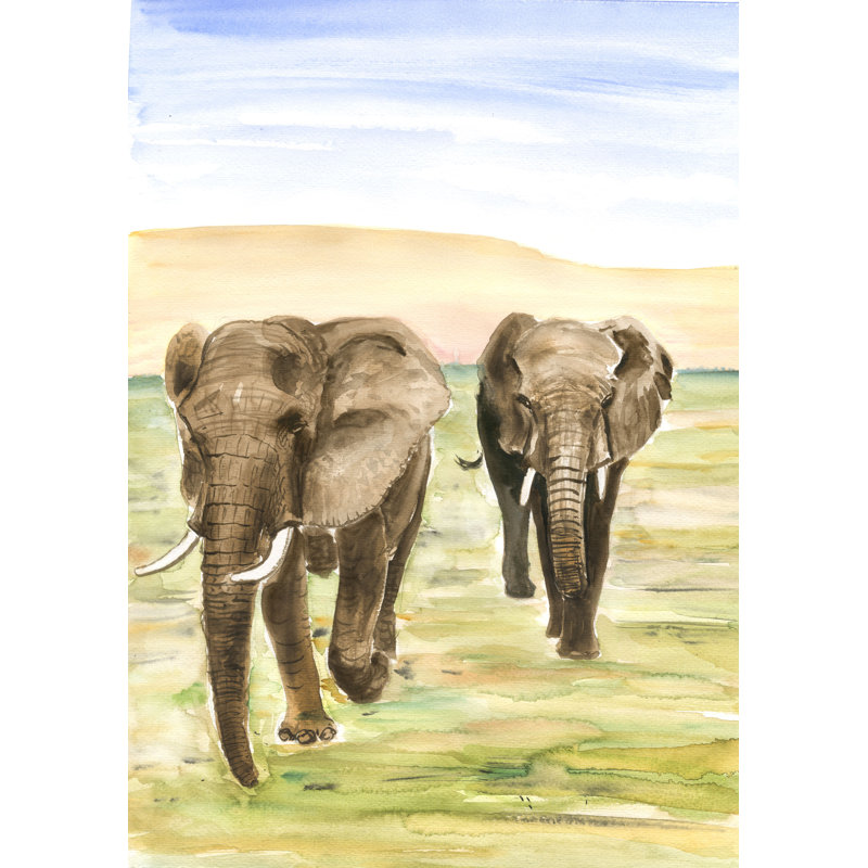 World Cultures Elephant - Wrapped Canvas Art Prints, 46cm H x 30cm W