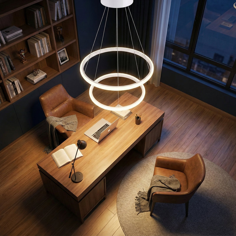 Lustre halo intégré à DEL 2 lumières Aurelius, Doré