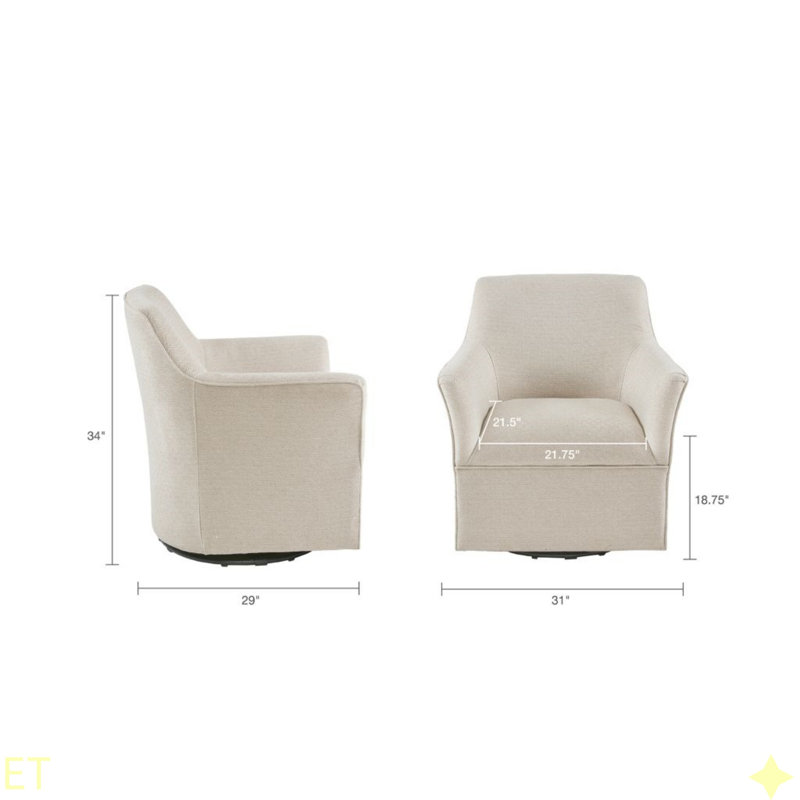 Fauteuil oscillant pivotant Augustine, Crème, crème