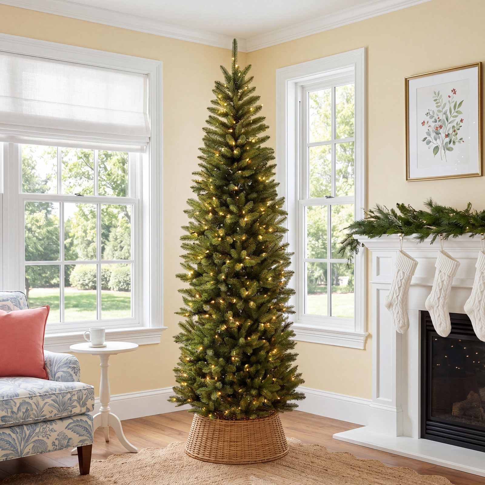 Pre-Lit Fir Christmas Tree, 7', Slender