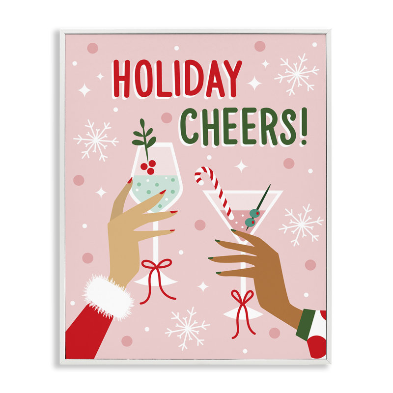 «Holiday Cheers», art giclée, par Ilis Avilés, H 14 po x l 11 po, Estampe numérique encadrée blanc bord de mer