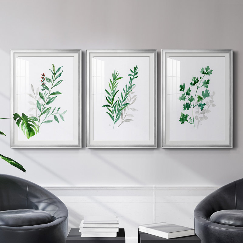 Freshly Picked I - Ensemble de 3 reproductions de cadres photo, H 26,5 po x l 109,5 po x P 1,5 po, Argent