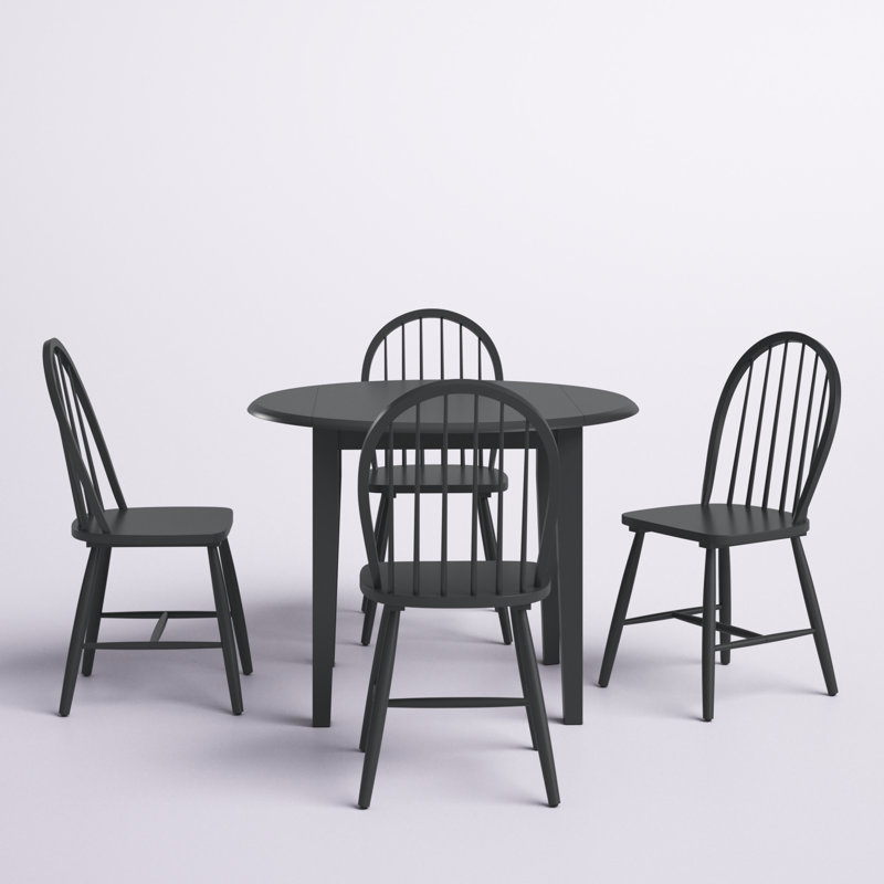 Ensemble de salle à manger Framlingham, 5 pièces: table, 4 chaises, Noir, Noir