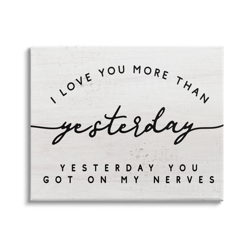 «Love You More Than Hier», phrase romantique - Art textuel, H 36 po x l 48 po, Plaque murale
