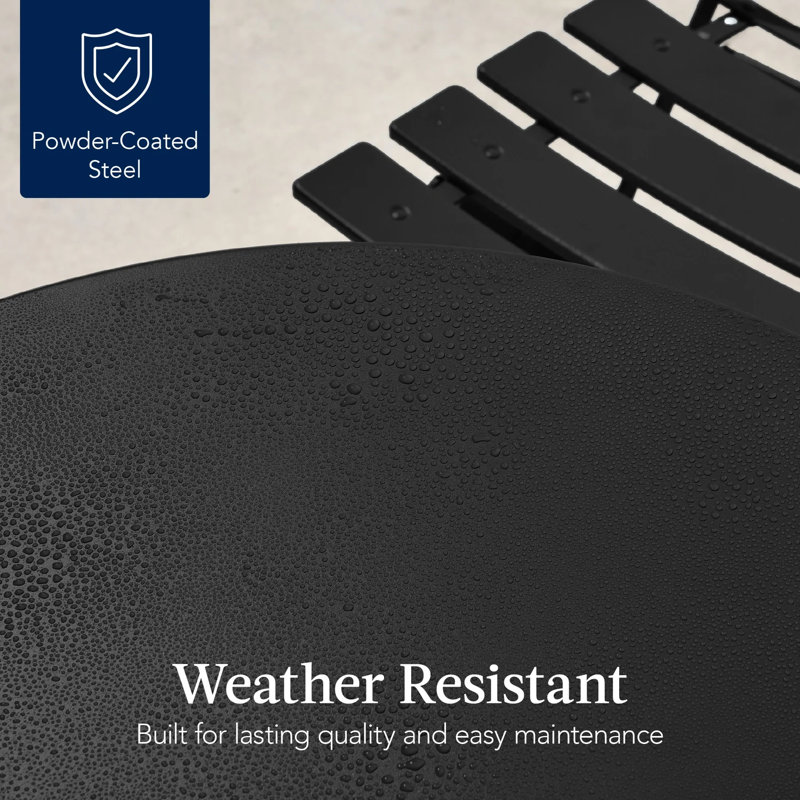Folding Patio Bistro Set, Black