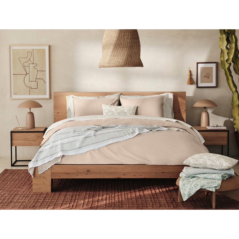 Topanga Organic Matelasse Hand Woven Blanket, King, Blue/Ivory/Tan