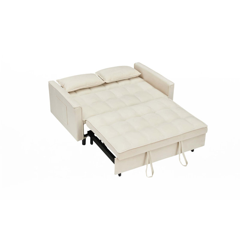 Canapé-lit en velours 55 po, Beige