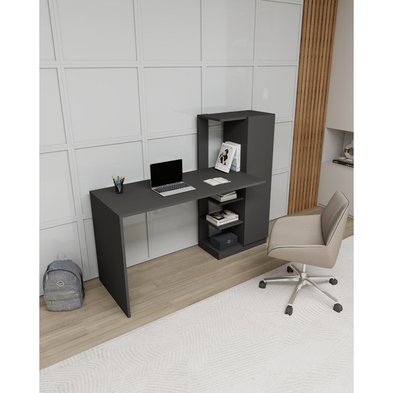 Aryton L-Shaped Computer Desk, Anthracite