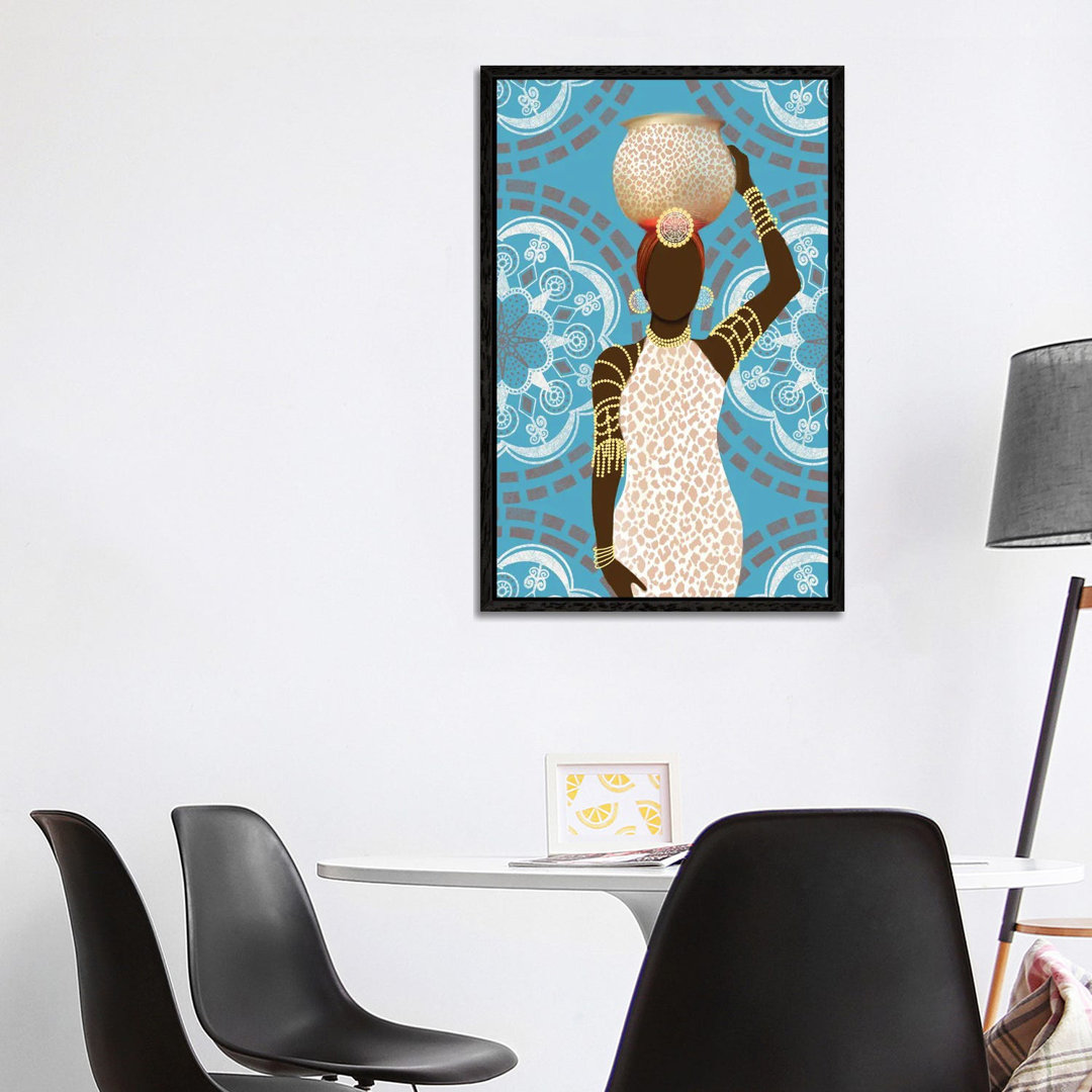 Woman Mandala Leopard Print Teal von Matthew Piotrowicz - Galerie-verpackte Leinwand Giclée auf Leinwand