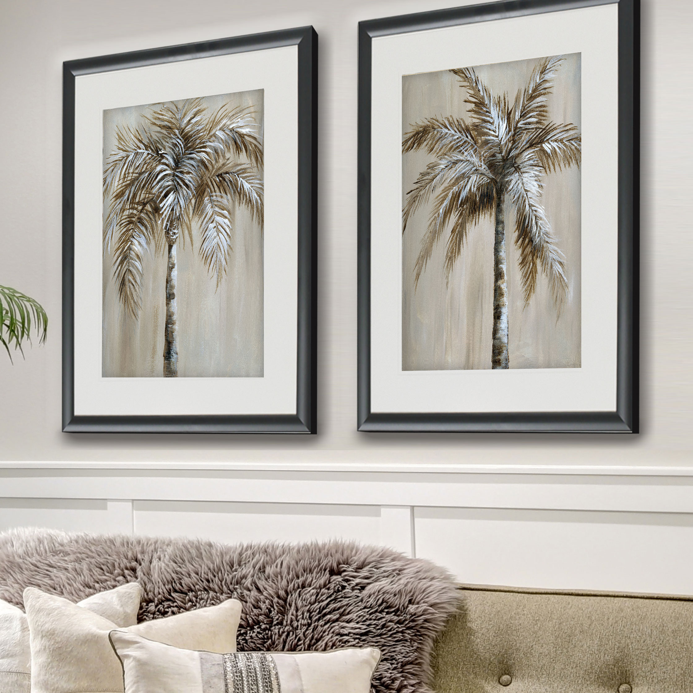 Bay Isle Home™ 'Palm Magic I' 2 Piece Framed Acrylic Painting Print Set ...