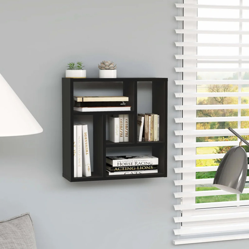 Wall Shelf 45.1x16x45.1 cm Engineered Wood, Black