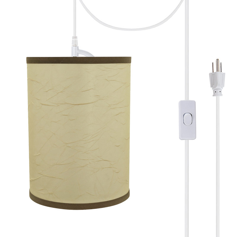 Luminaire suspendu à cylindre simple 1 lumières Bertha, Brun/beige