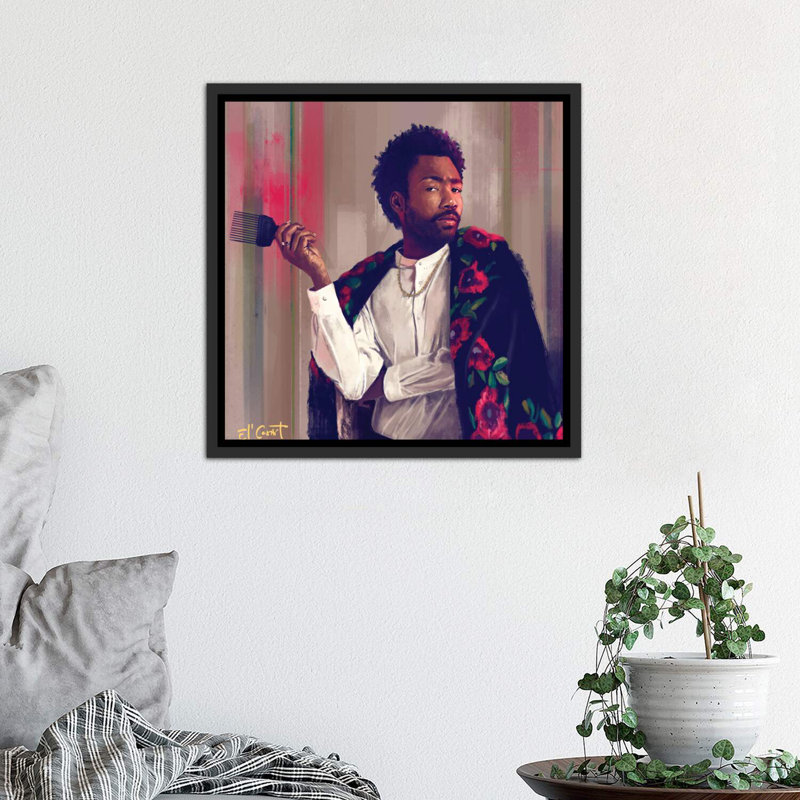 « Gambino » par El’cesart-impression, Cadre noir vieilli, H 18 po x l 18 po x 1,5 po